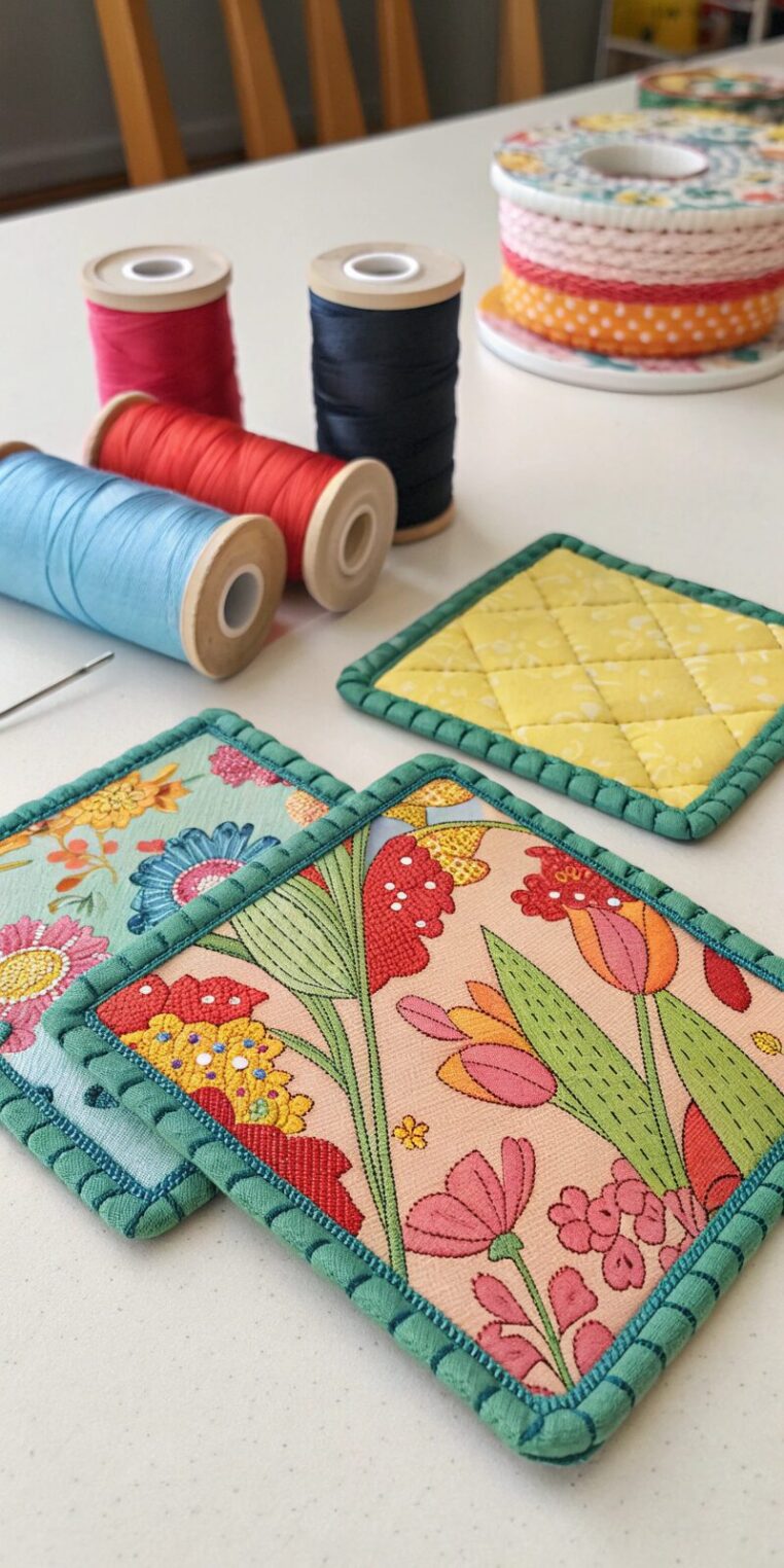 fabric-coasters-with-bias-tape-edging----fabric-co fabric coasters with bias tape edging fabric co
