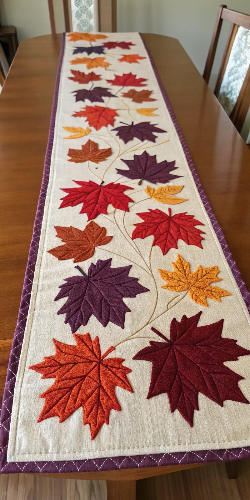 fall table runner adorned with multicolored fabri