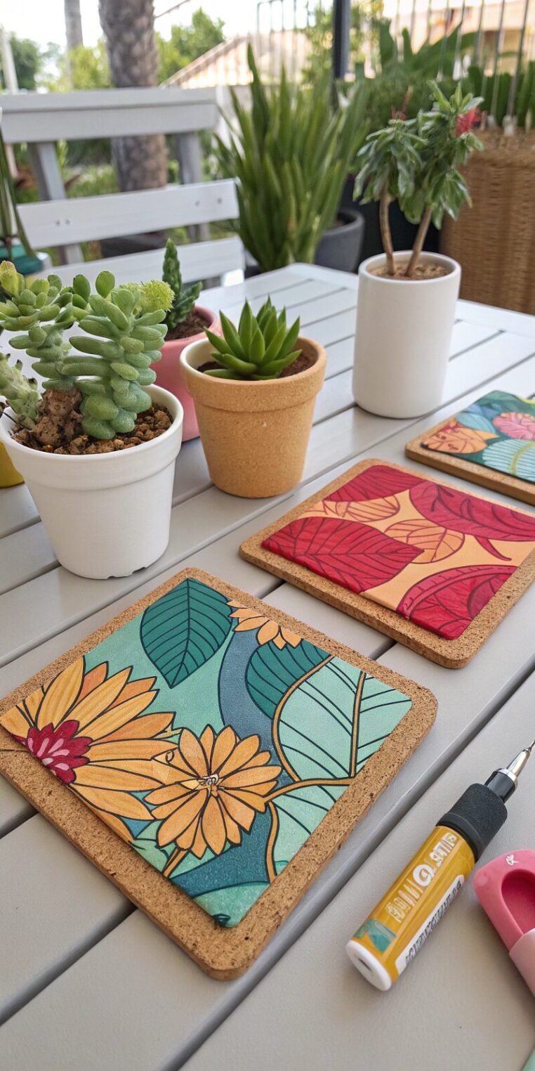 layered-fabric-and-cork-coasters----square-cork-co layered fabric and cork coasters square cork co