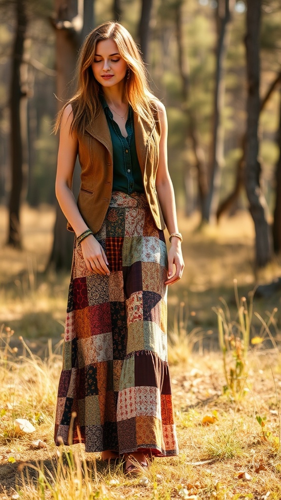 12 CUTE Boho Outfit Ideas patchwork boho sk image
