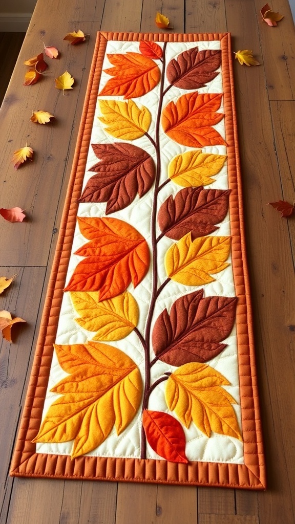 15 Best fall Table Runners Patterns for free quilted table run image