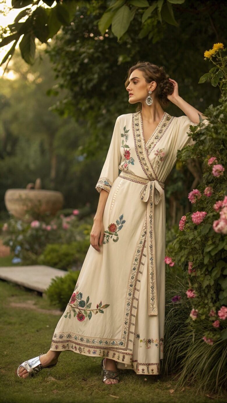 -silky-boho-wrap-dress-or-slip-dress-with-embroide silky boho wrap dress or slip dress with embroide