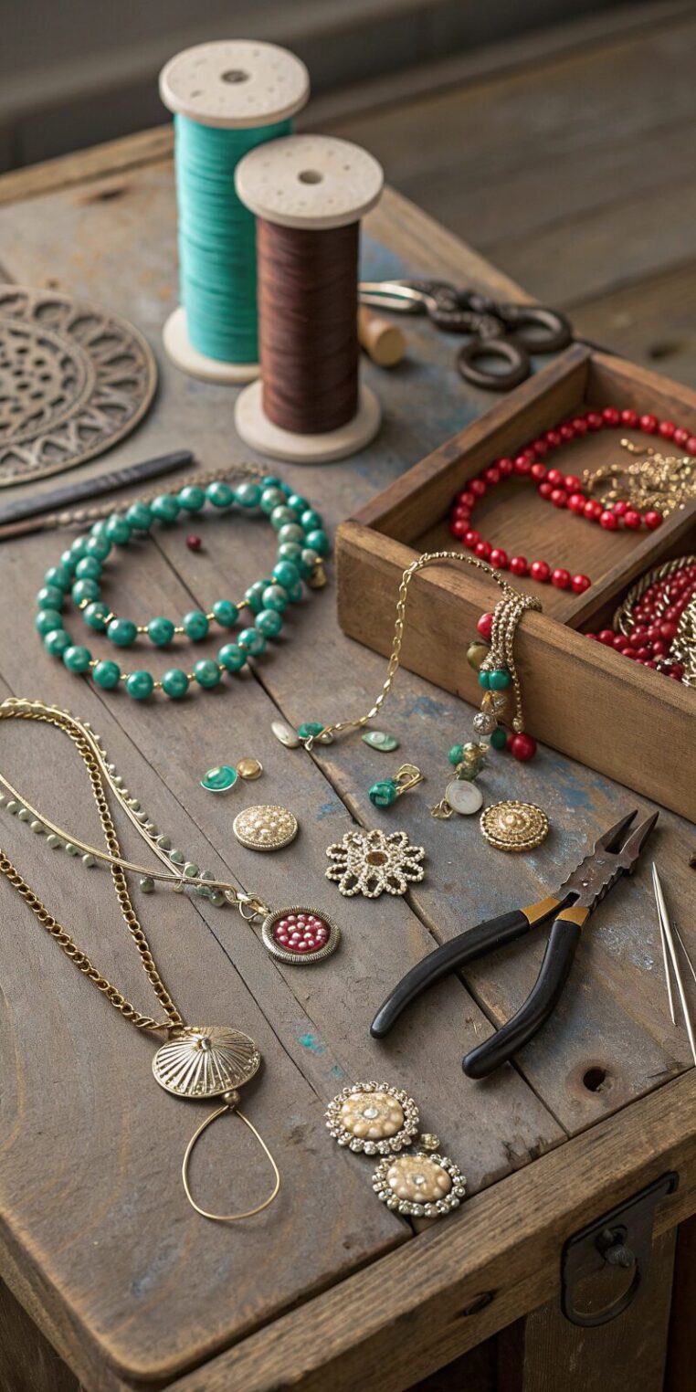 -vintage-broken-necklaces-and-brooches-turned-into vintage broken necklaces and brooches turned into