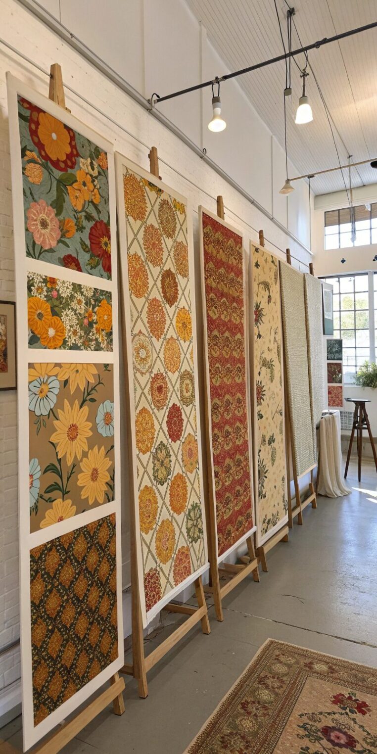 -wall-art-panels-made-from-vintage-floral-and-geom wall art panels made from vintage floral and geom